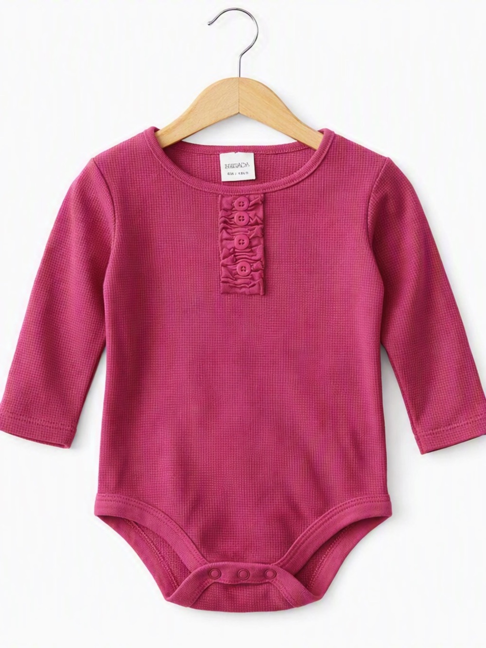 10/$15 Nevada Long-Sleeve Raspberry Baby Bodysuit with Button Placket